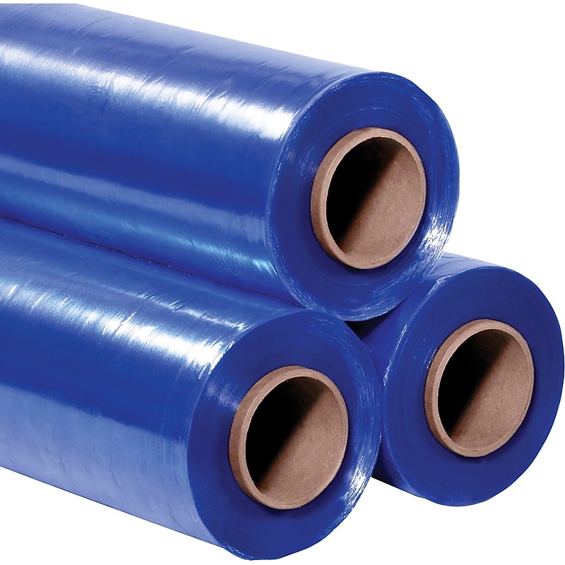 18" x 1500' 100 Gauge VCI Polyethylene Stretch Wrap, Blue Tinted, 4/Carton (VCISW18) image 1