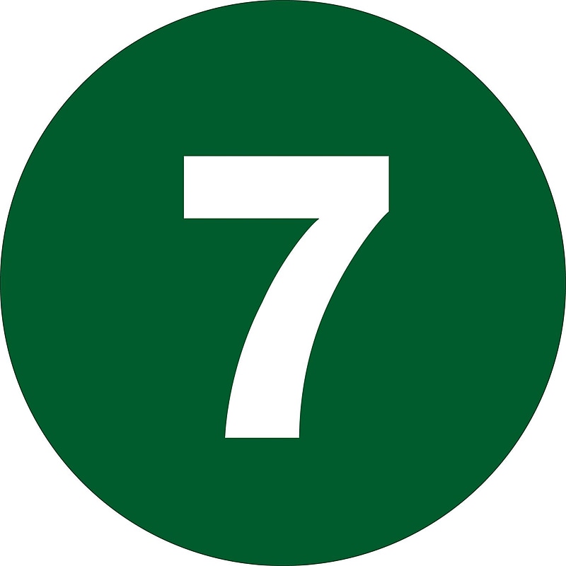 Tape Logic 1" Circle "7" Number Label, Dark Green, 500/Roll image 1
