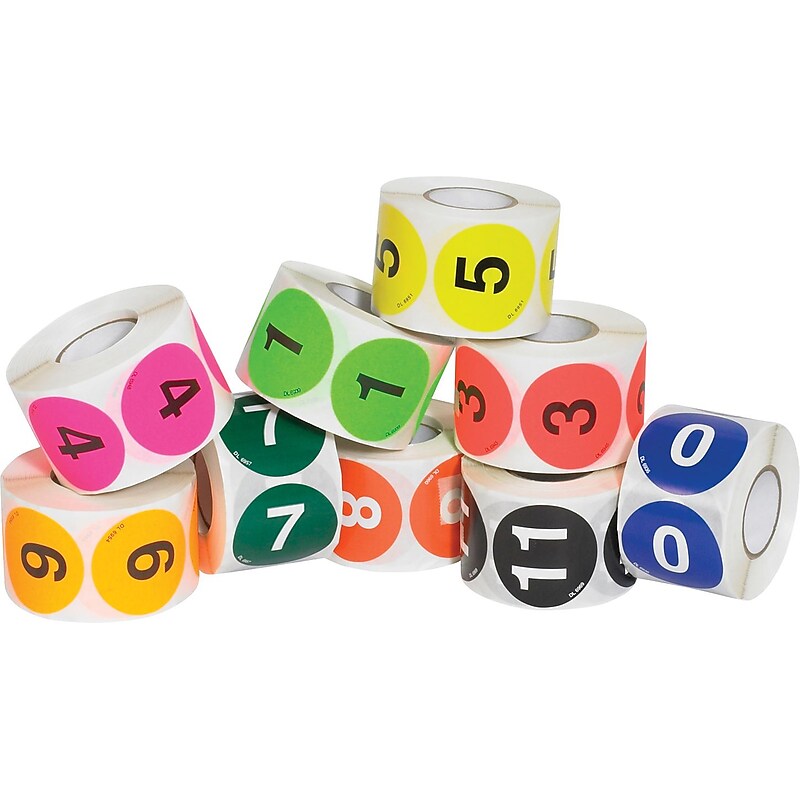 Tape Logic 2" Circle Easy Order Packs Numbers (1-10) Pre Printed Inventory Label, 10/Case image 1