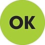 Tape Logic 2" Circle "OK" Inventory Label, Fluorescent Green, 500/Roll~#|#~s0709057_sc7