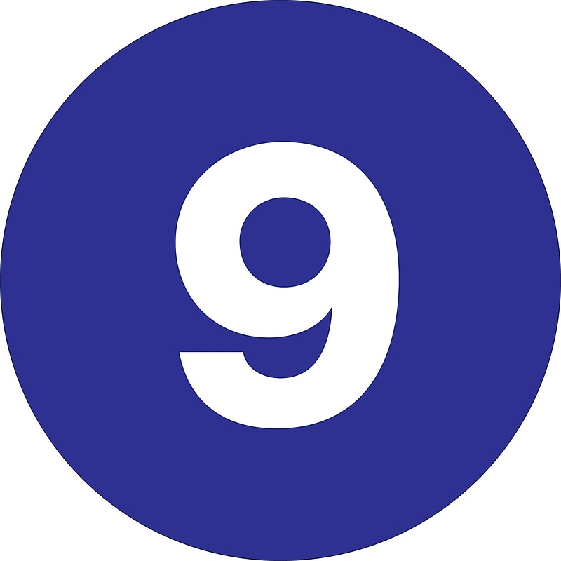Tape Logic 2" Circle "9" Number Label, Dark Blue, 500/Roll image 1