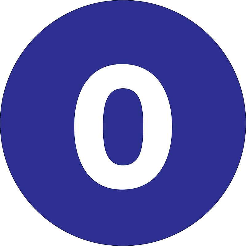 Tape Logic 1" Circle "0" Number Label, Dark Blue, 500/Roll image 1
