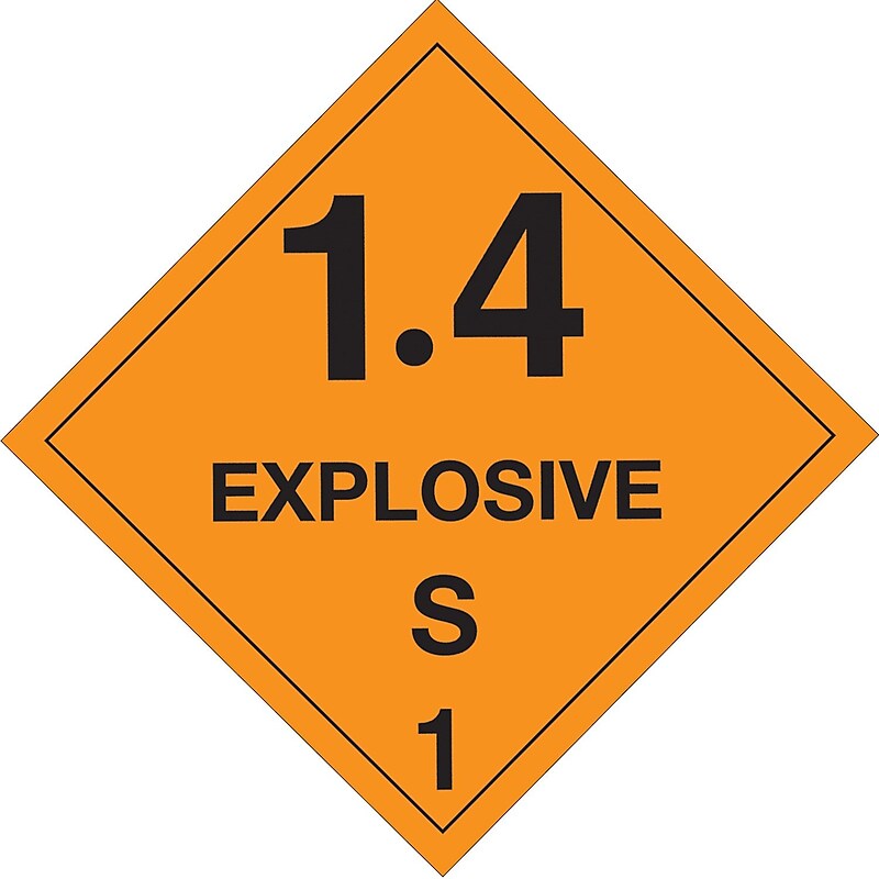 Tape Logic™ "1.4 Explosive S 1" D.O.T. Hazard Label, 4" x 4", 500/Roll image 1