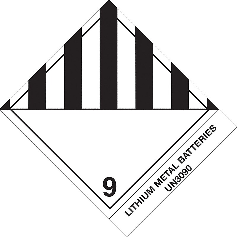 Tape Logic™ "Lithium Metal Batteries" D.O.T. Label, 4" x 4 3/4", 500/Roll image 1