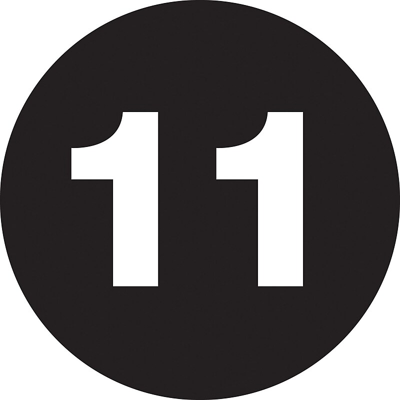 Tape Logic 2" Circle "11" Number Label, Black, 500/Roll image 1