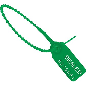 12" Plastic Pull-Tight Seal, Green, 100/Case (SE1005G)