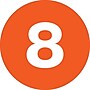Tape Logic 1" Circle "8" Number Label, Orange, 500/Roll~#|#~s0709251_sc7
