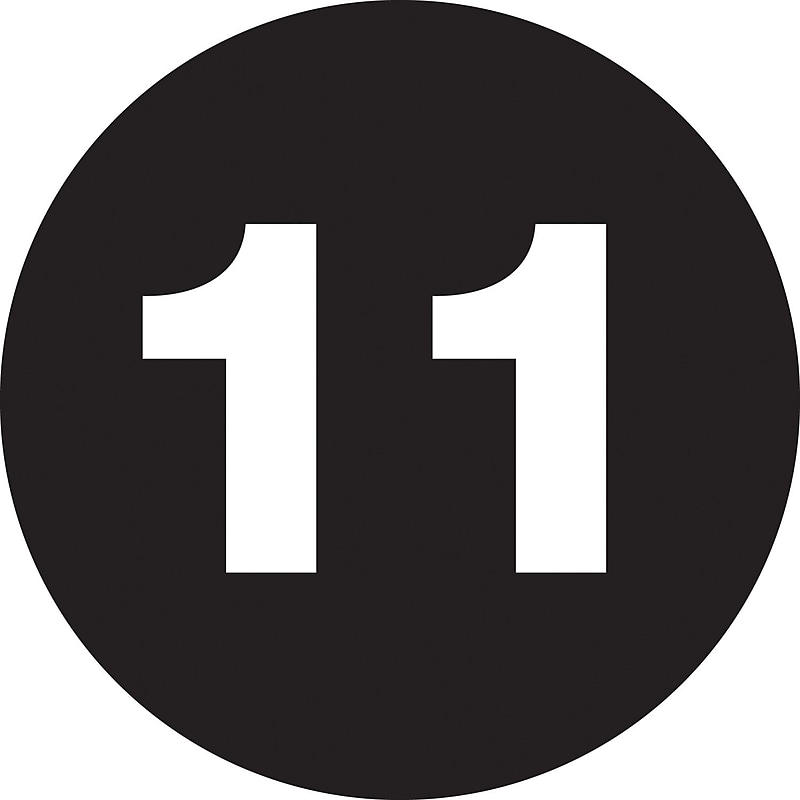Tape Logic 1" Circle "11" Number Label, Black, 500/Roll image 1