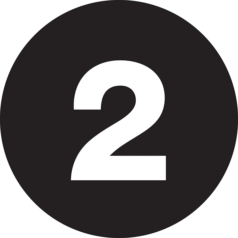 Tape Logic 2" Circle "2" Number Label, Black, 500/Roll image 1