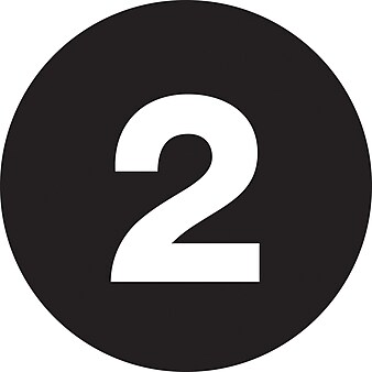 Tape Logic 1" Circle "2" Number Label, Black, 500/Roll