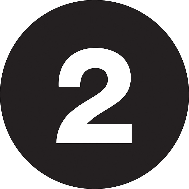Tape Logic 1" Circle "2" Number Label, Black, 500/Roll image 1