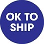 Tape Logic 2" Circle "OK To Ship" Pre Printed Inventory Label, Blue, 500/Roll~#|#~s0709281_sc7