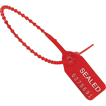 BOX 12" Plastic Pull-Tight Seal, Red, 100/Case