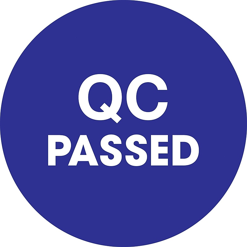 Tape Logic 1" Circle "QC Passed" Pre Printed Inventory Label, Blue, 500/Roll image 1