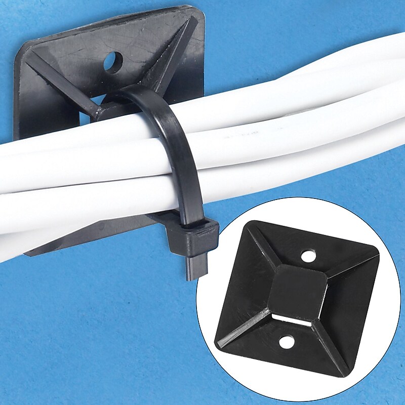 BOX Partners  Cable Tie Mount, 1" x 1", Black, 100/Case image 1