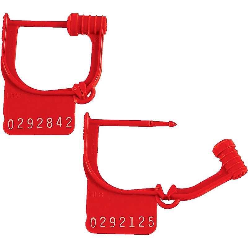 BOX 8" Plastic Handilok Seals, Red, 1000/Case image 1