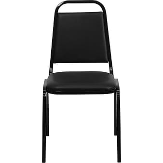 Flash Furniture HERCULES™ 18"H Vinyl Black Frame Trapezoidal Back Banquet Chair, Black, 20/Pack (20FDBHF2BKVYL)