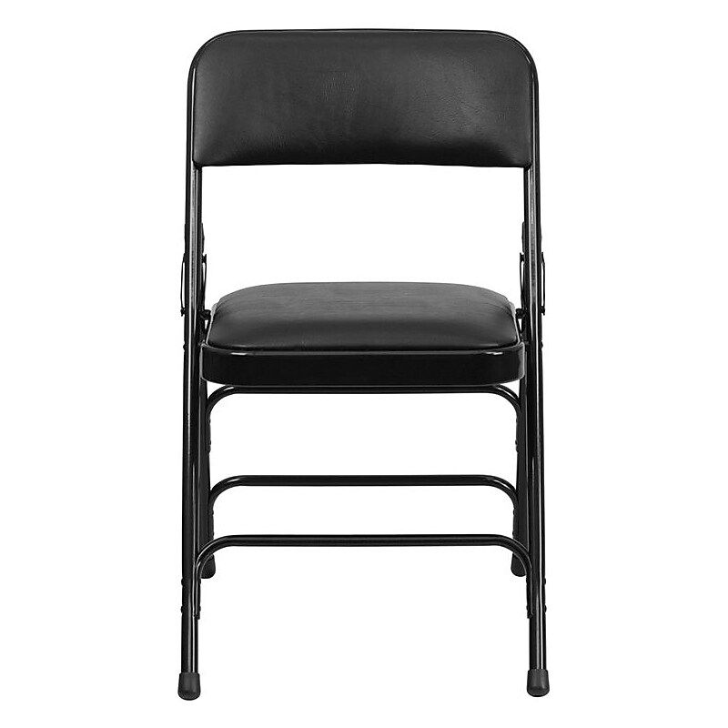 Flash Furniture HERCULES™ Curved Triple Braced Vinyl Armless Folding Chair, Black, 12/Pack (12HAMC309AVBK) image 1