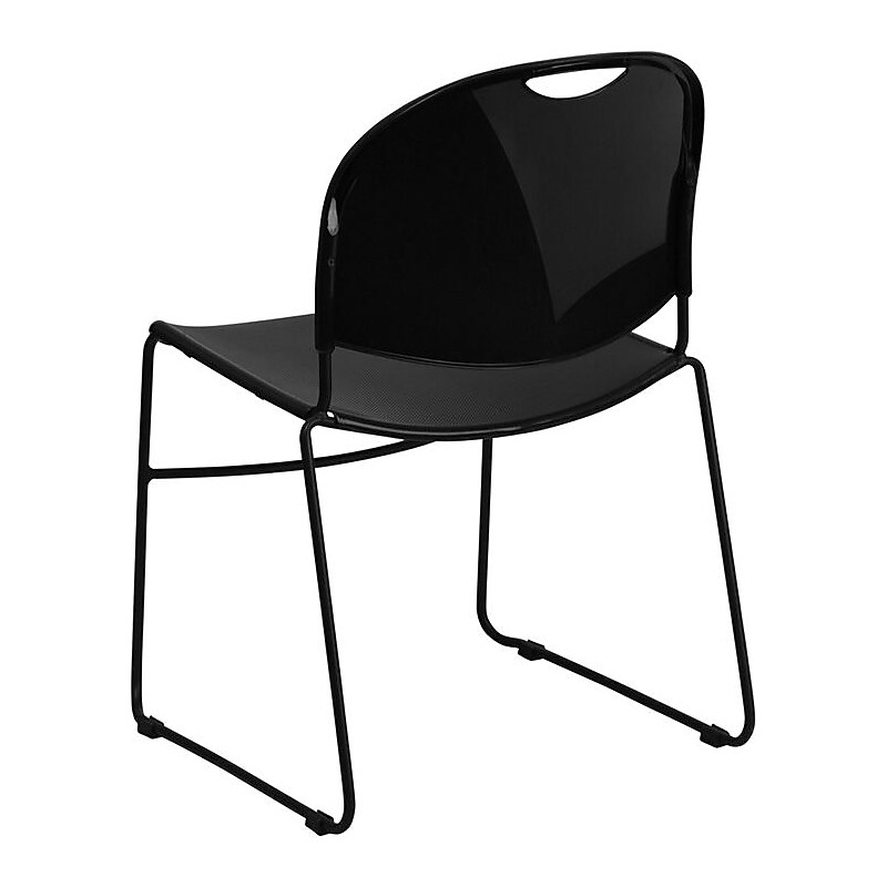 Flash Furniture HERCULES™ Polypropylene Black Frame Ultra Compact Stack Chair, Black, 15/Pack image 1