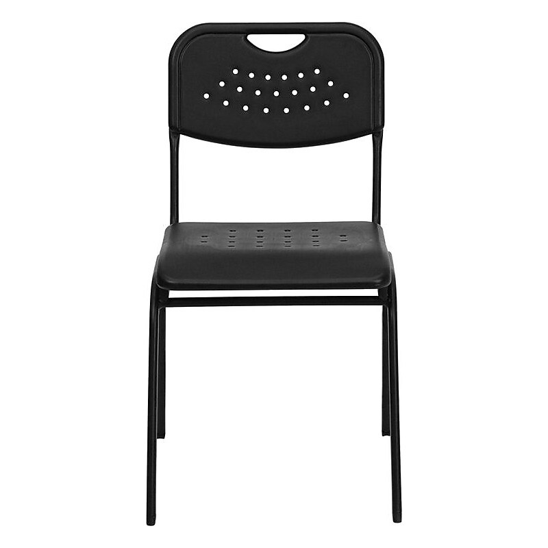 Flash Furniture HERCULES™ Plastic Powder Coated Frame Stack Chair, Black, 12/Pack image 1