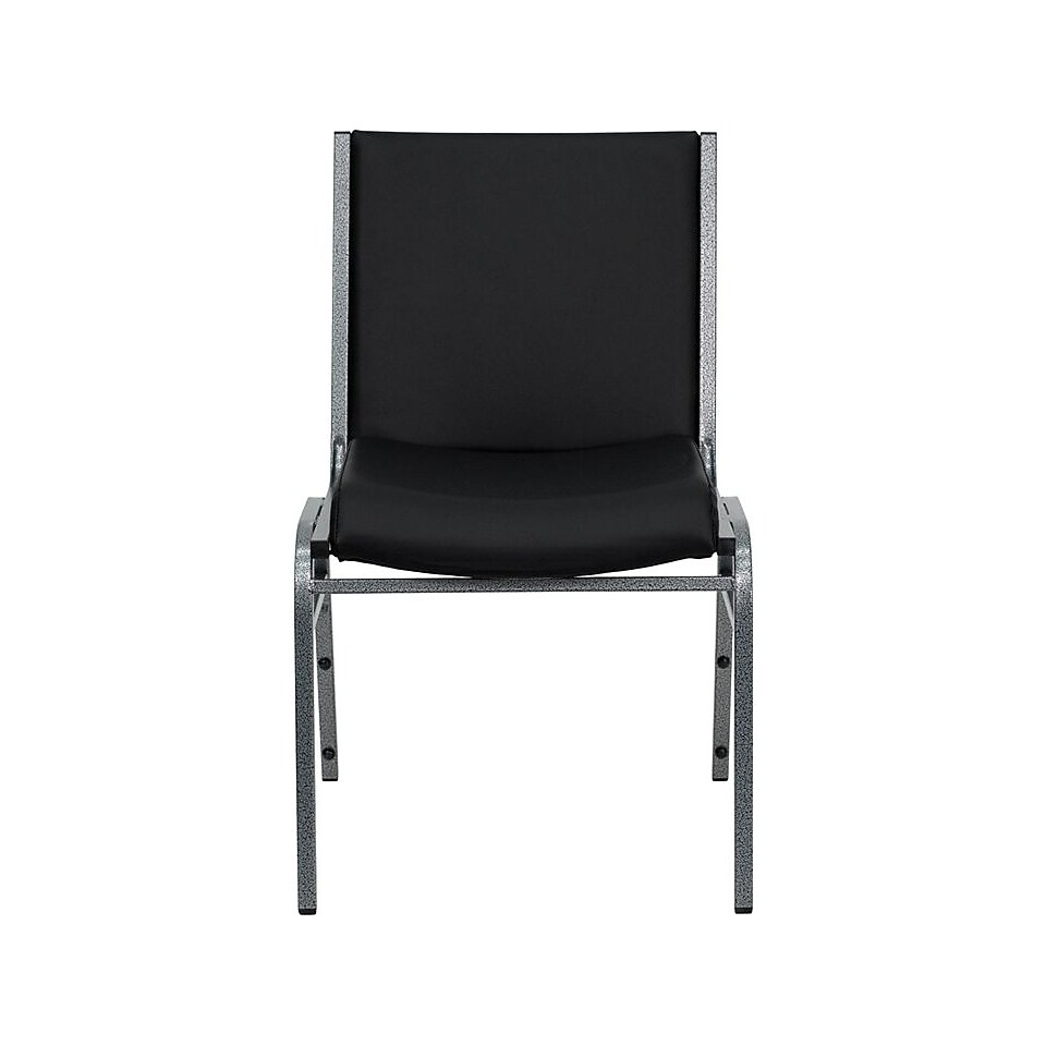 Flash Furniture HERCULES Series Heavy Duty, 3 Thickly Padded, Upholstered Stack Chair, Black Vinyl, 20/Pack