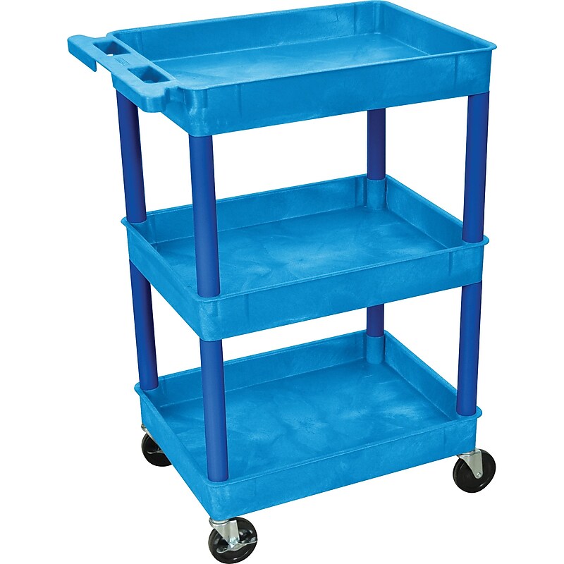 Luxor STC Series 36 1/2"H 3 Shelves Tub Cart, Blue image 1