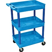 Luxor STC Series 36 1/2"H 3 Shelves Tub Cart, Blue