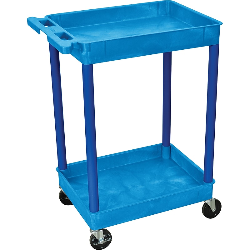 Luxor STC Series 2-Shelf Polyethylene Mobile Utility Cart with Lockable Wheels, Blue (BUSTC11BU) image 1
