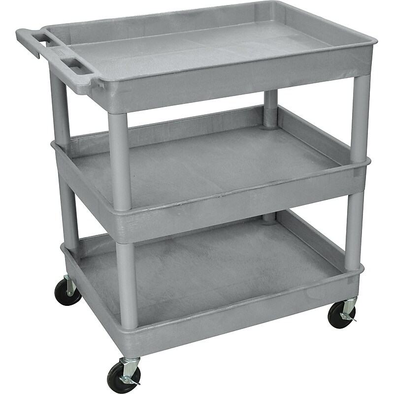 Luxor® TC Series 37 1/4"(H) 3 Shelves Large Tub Cart, Gray image 1