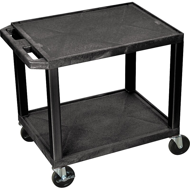 Assorted Publishers Tuffy 2-Shelf Resin Mobile A/V Cart with Swivel Wheels, Black (WT26E) image 1