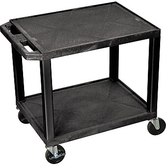 Assorted Publishers Tuffy 2-Shelf Resin Mobile A/V Cart with Swivel Wheels, Black (WT26E)
