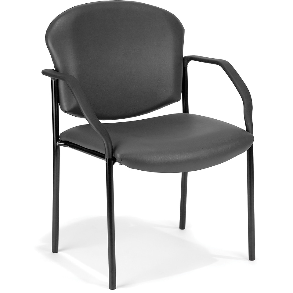 OFM Manor Steel Guest/Reception Chair, Vinyl, Charcoal (404 VAM 604)