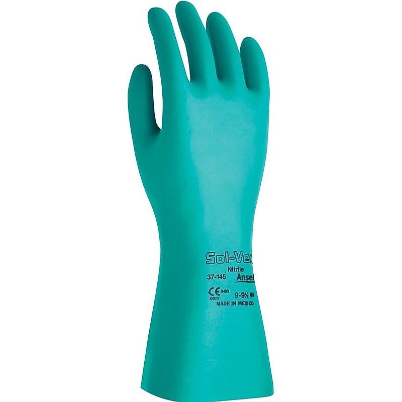 Ansell Sol-Vex Nitrile Coated Chemical Resistant Gloves, 2XL, Green, 12/Pair (37-145-11) image 1