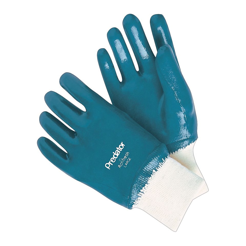 Memphis Glove Predator 9761 Nitrile Coated Gloves, Large, Blue