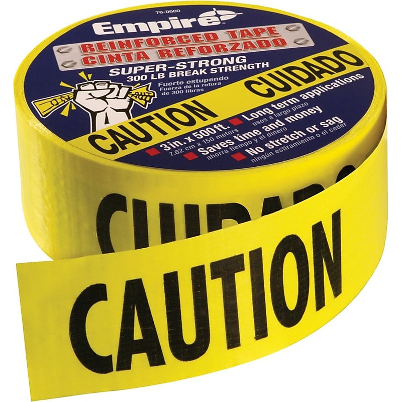 Empire Yellow/Black Reinforced Construction Grade Cuidado Tape, Caution Cuidado, 500', 8/Ct (272-76-0600) image 1