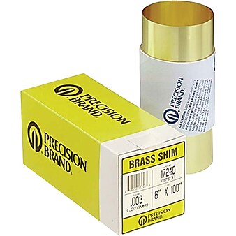 Precision Brand® Plain Brass Shim Stock Roll, 0.001" x 6" x 100"