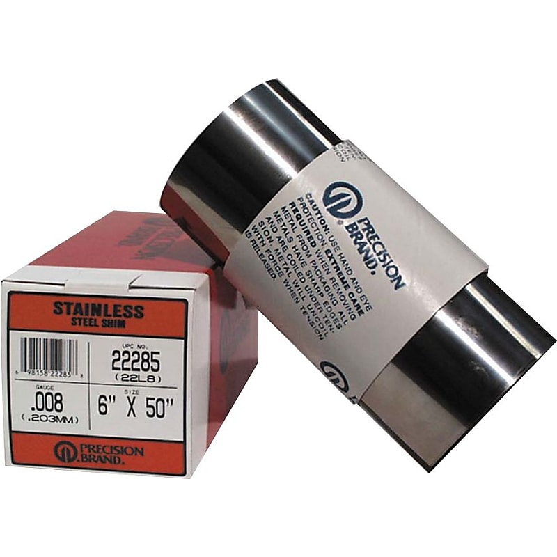 Precision Brand® Plain Stainless Steel Shim Stock Roll, 0.015" x 6" x 50" image 1