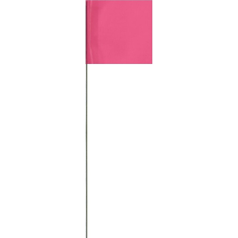 Presco 21"(L) x 3"(W) x 2"(H) Stake Flag, Pink Glo, 100/Pack image 1