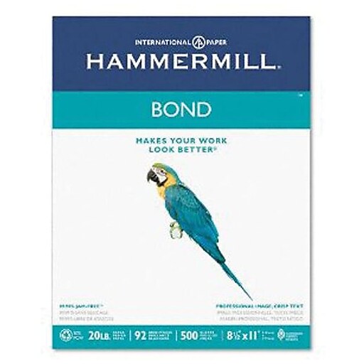 Hammermill® Bond Paper, 20lb, 8.5" x 11", 92 Bright, White, 500/Ream Staples