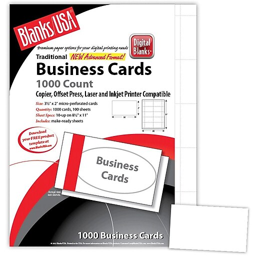 Blanks/USA® 3 1/2" x 2" 80 lbs. MicroPerforated Business Card, White