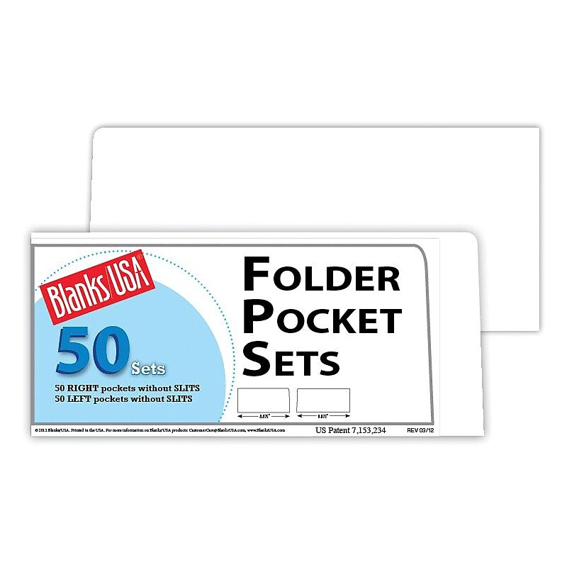Blanks/USA® 8 7/8" x 4" 10 Pt. Folder With Two Pocket, Cast Coat White, 50/Pack image 1
