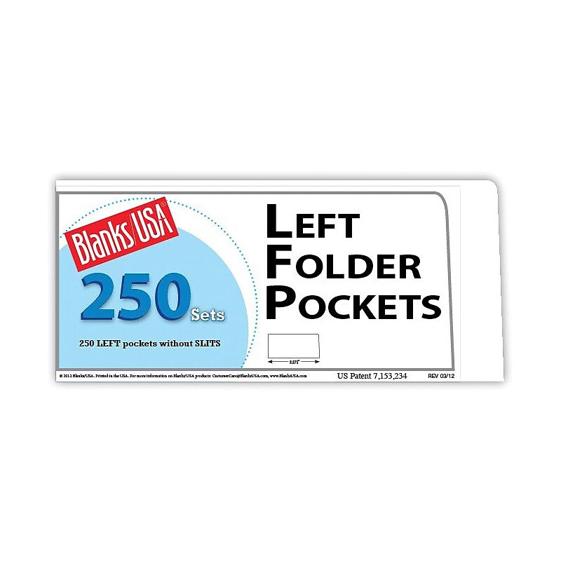Blanks/USA® 8 7/8" x 4" 80 lbs. Matte Cover Left Folder With One Pocket, White, 250/Pack image 1