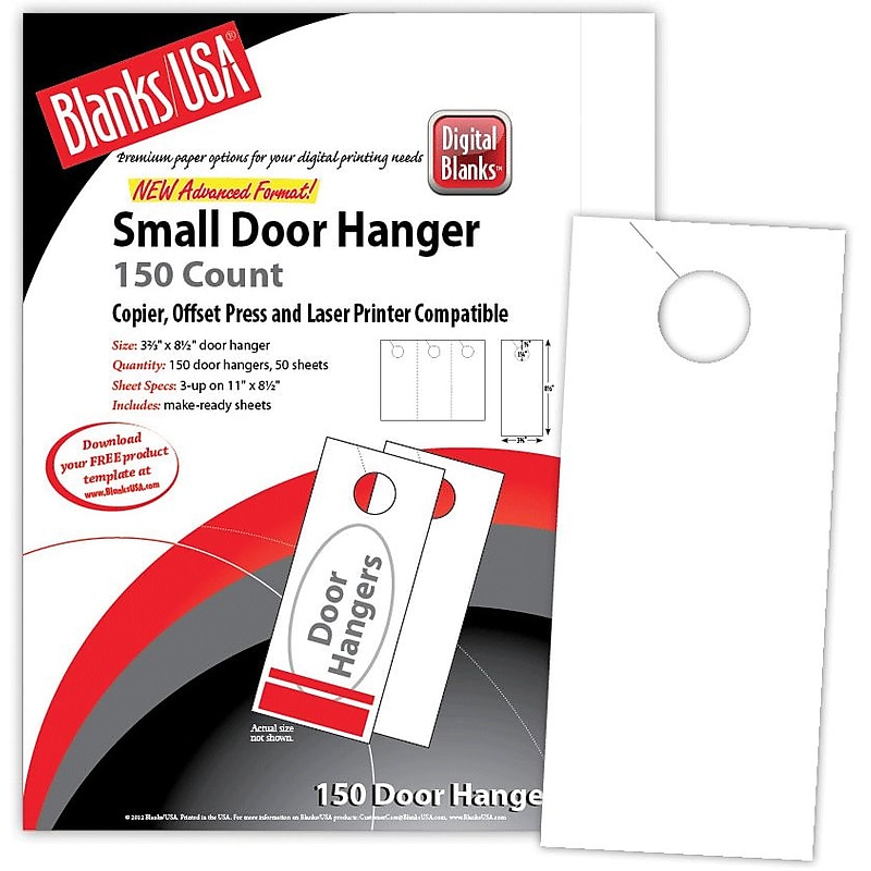 Blanks USA Door Hangers, 3.67" x 8 1/2", Matte, White, 50/Pack (LDH305FMWH) image 1