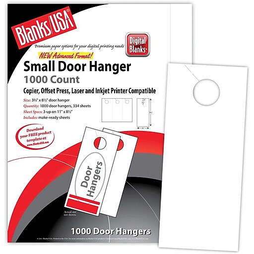 Blanks/USA® 3.67" x 8 1/2" 67 lbs. Digital Bristol Cover Door Hanger, White, 334/Pack at Staples
