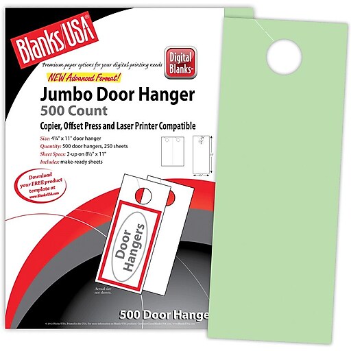 Blanks/USA® 4 1/4" x 11" 67 lbs. Digital Bristol Cover Door Hanger, Green, 250/Pack at Staples