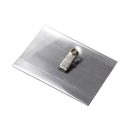 Blanks/USA® 4" x 3" Alligator Clip Name Tag Holder, Clear, 100/Pack