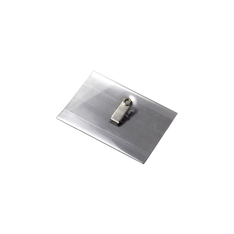 Blanks/USA® 4" x 3" Alligator Clip Name Tag Holder, Clear, 100/Pack image 1
