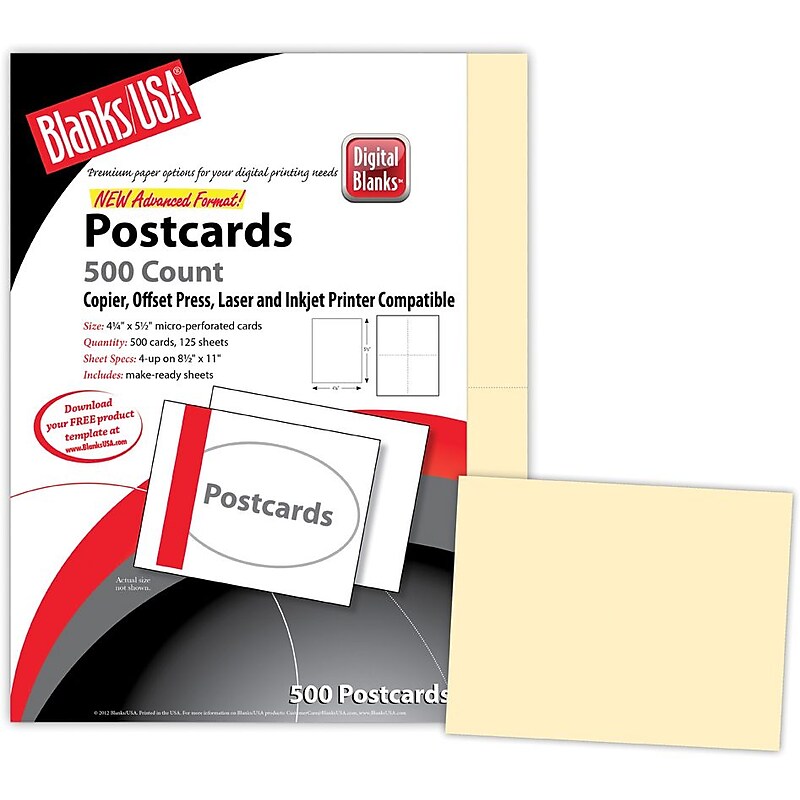 Blanks/USA® Bristol Digital Postcard, 5 1/2" x 4 1/4", Ivory, 125/Pack image 1