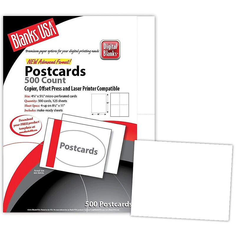 Blanks/USA® 5 1/2" x 4 1/4" 80 lbs. Matte Digital Postcard, White, 125/Pack image 1