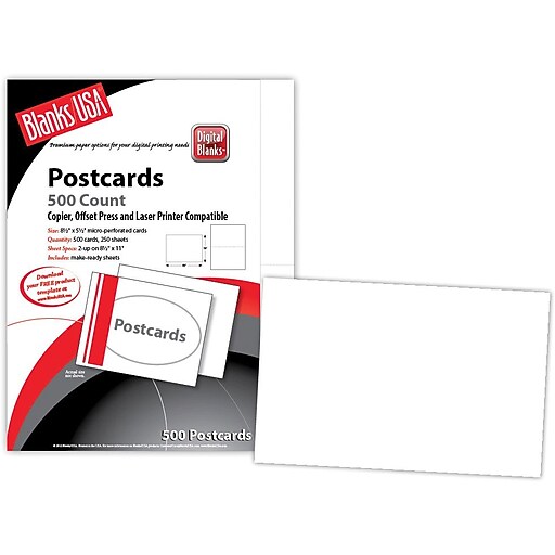 Blanks/USA® 8 1/2" x 5 1/2" 80 lbs. Matte Digital Postcard, White, 250